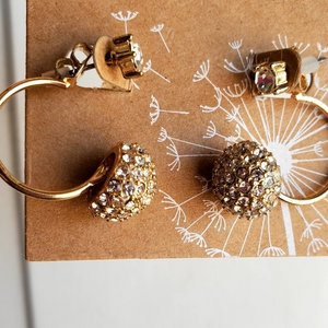 Women's Faux‎ Gold Rhinestones Pierced Earrings Jewelry NWT